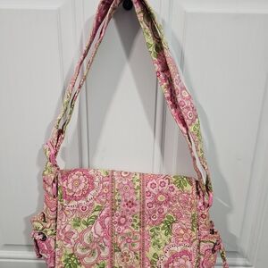 Vera Bradley Pink and Green Floral Crossbody Bag